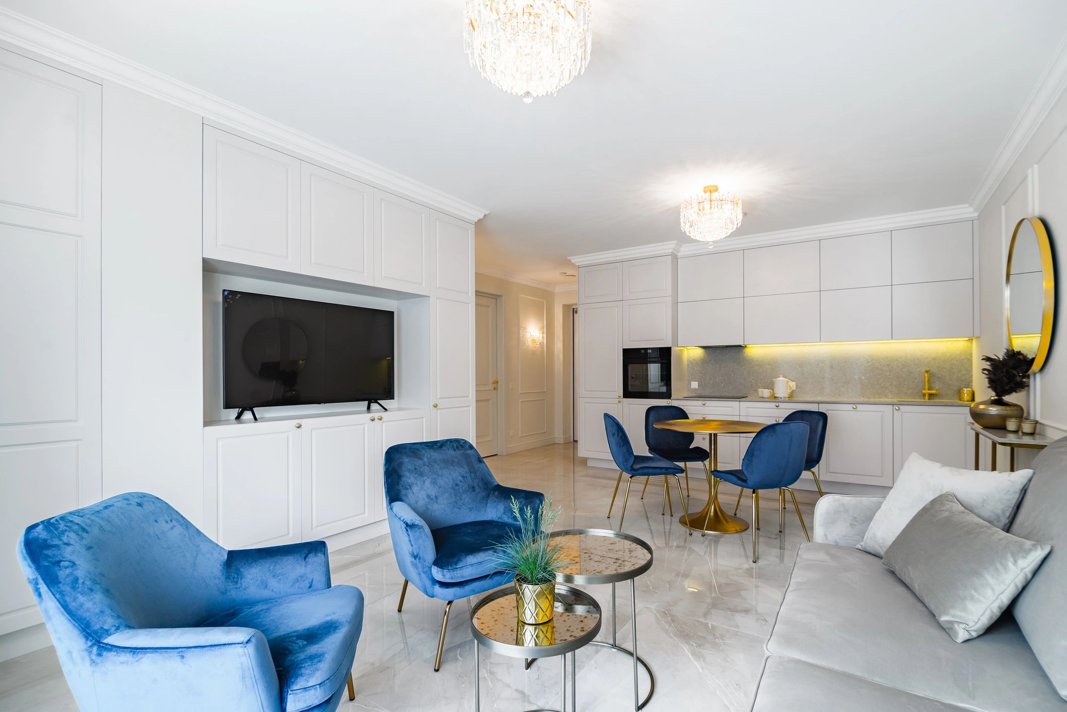 Upscale apartment-style lounge interior