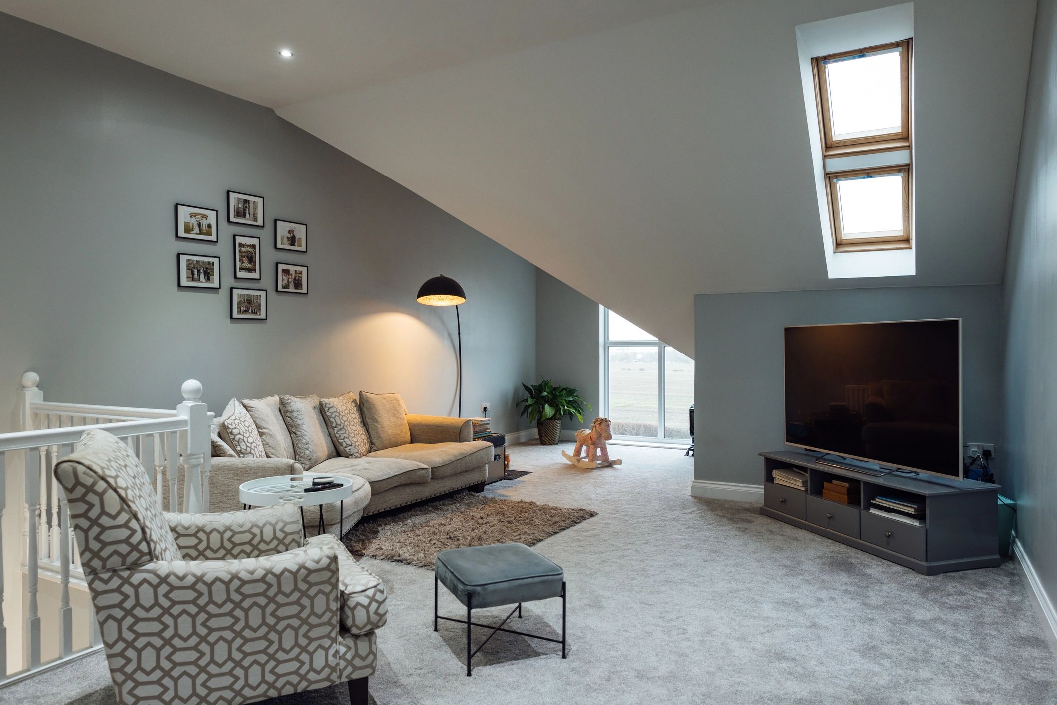 Spacious modern sitting area with natural light