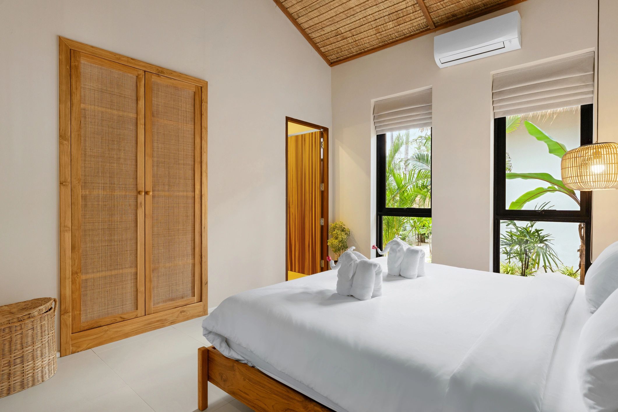 Elegant bedroom with king-size bed